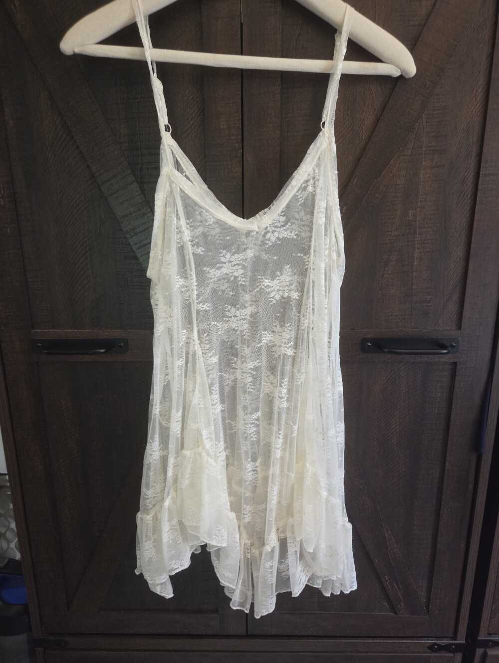 torrid Sheer Lace Chemise Slip in Ivory/Cream